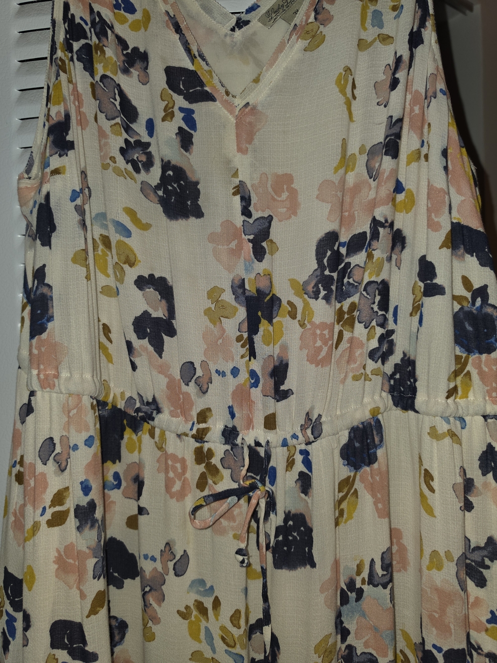 Lucky Brand Cream Maxi Dress with Navy and Blush Floral Print